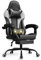 Devoko Gaming Stuhl Massage, Bürostuhl Ergonomisch Mit fußstütze und Massage-Lendenkissen, Gamer Stuhl verstellbare Rückenlehne 90-150°, Gamingstuhl 150 kg belastbarkeit, Weiß