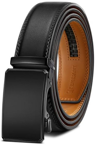 KEMISANT Gürtel Herren Gürtel Rachet Ledergürtel Verstellbar Golfgürtel Dress Gürtel Casual Jeansgürtel 35mm-Breite für Perfekte Passform(Schwarz,130cm/38-44 taille verstellbar)