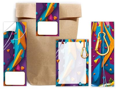8 Lesezeichen + 8 Notizblöcke + 8 Geschenktüten/Natur + 8 Aufkleber Klettern Jungen Mädchen Mitgebsel Kindergeburtstag Gastgeschenke für Mädchengeburtstag Jungsgeburtstag