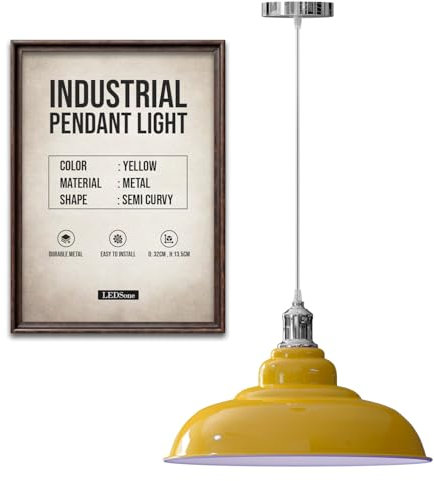 LEDSone Pendelleuchten-Set im Retro-Stil, Metall, E27, 32 cm [Energieklasse A] (Gelb)