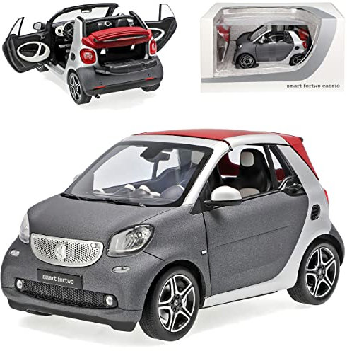 Smart ForTwo Cabrio A453 Grau mit Silber mit abnehmbarem Dach Ab 2015 1/18 Norev Modell Auto