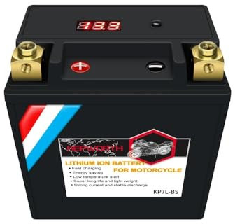 12V Motorcycle Battery LiFePO4 4Ah 7Ah 9Ah, Built-in BMS, CCA 260A-620A, Compatible with ATV, UTV, Scooter, High Power Starter Battery(7L-BS P-N)