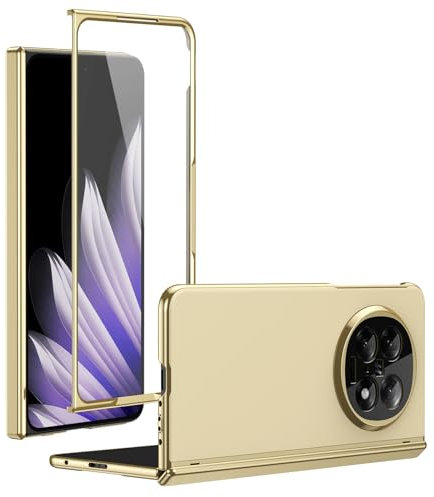 Étui à rabat pour smartphone Coque plaquée compatible avec OPPO Find N5 2025 avec protection d'écran et charnière, protection contre les chutes, résistante aux rayures et aux chocs - Design fin et pli