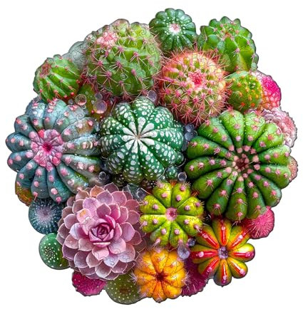 Blumuze Holzpuzzle Erwachsene, Kaktus und Sukkulenten Holz Puzzle, Holzpuzzle Einzigartige Tierform Puzzleteile,Puzzles aus Tierteilen, Puzzle Holz Erwachsene mit Holzbox 270 Stück(L-4 * 33.6cm)