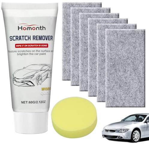 60g Car Scratch Remover Set with 6 Nano Cloths & Sponge, Paint Repair | Easy-to-Use Polishing Paste Helps Restore Vehicle Finish and Reduce Light Marks; Includes Applicator for Quick Detailing