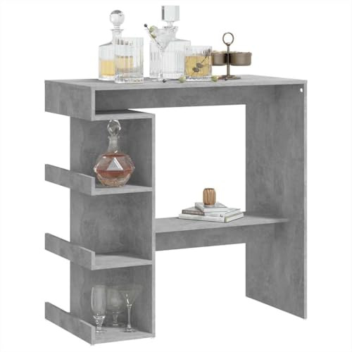 Homvdxl 100x50 cm Bartisch Küchentisch Inseltisch Esstisch mit Ablagen für Cocktails Bar Partykeller Restaurant Wohnzimmer Rustikal Grau