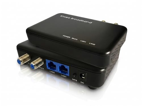 Adattatore MoCA 2.5 con Doppi Porte 2.5GbE (Confezione da 2) | Banda E Estesa (400–900MHz) | Compatibile con TV Satellitare | LAN cablata 2,5Gbps per Streaming, Gaming, Mesh WiFi | Include Cavi | KB-M