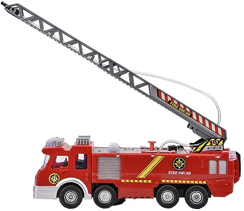 Bonbela Electric Fire Truck Toy for Kids with Music Light & Spray Water Fire Engine Vehicle Model Plaything for Children Boys Girls