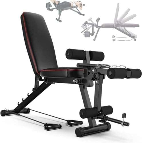 Hantelbank mit Beinstrecker Multifunktions,400KG klappbare Hantelbank Verstellbar Training Fitness Bank für Ganzkörper-workout, Multifunktion Trainingsbank Schrägbank