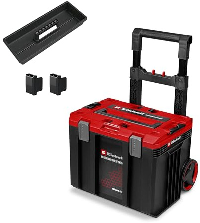 Einhell Original E-Case L SEALED Systemkoffer | E-Case System | max. 120 kg | staubdicht, strahlwassergeschützt | Trolley-Griff | 44 x 40 x 36 cm