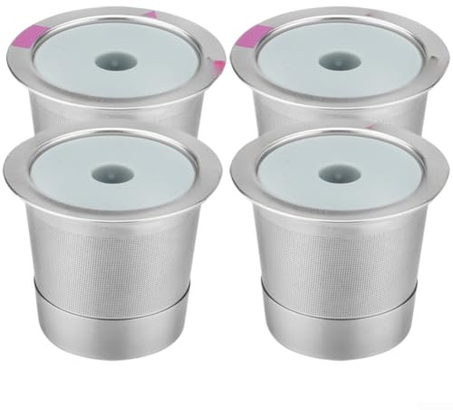 Café Réutilisable en Acier 304 pour Machines pour monodose - Capsule Écologique Compatible Tous Modèles 5.5x5.5cm(Four)