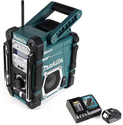 Makita DMR 112 RT1 - Radio da cantiere, 7,2-18 V, Bluetooth DAB+, 1 batteria 5,0 Ah + caricatore