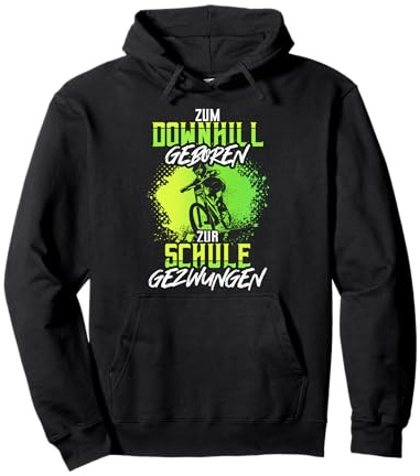 Zum Downhill Geboren Mountainbike Biker Geschenk Spruch MTB Pullover Hoodie