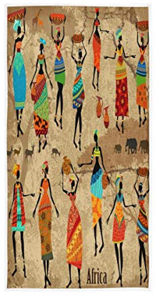 N/E RXYY Handtuch, Baumwolle, Afrika, afrikanischer Stil, weiches Handtuch, Mehrzweck, Badezimmer, Strandtuch für Zuhause, Küche, Schwimmen, Spa, Fitnessstudio, 76,2 x 38,1 cm