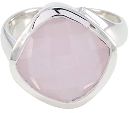 Joyas Plata Nice cuscino in pietra preziosa a forma di anello in quarzo rosa cheker con una pietra - anello in argento 925 con quarzo rosa rosa - may birth taurus astrology nice gemstone ring