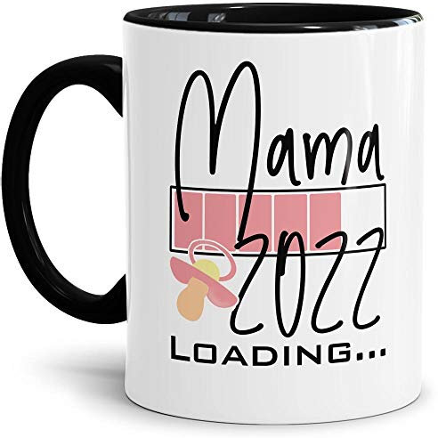 Tasse - Loading Du wirst Mama 2022 - Geschenk/Endlich Schwanger/Schwangerschaft/Babynews - Schwarz