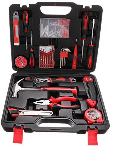 SIXTOL HOME 86 Werkzeugset im Koffer | Für den Heimgebrauch | Werkzeug-Koffer | Schrauber-Bits | robust, hochwertig | ideal für den Haushalt o. die Garage | im praktischen Kunststoffkoffer | Rot