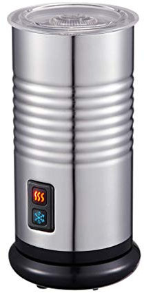 QREZ Montalatte Elettrico Automatico, 500W 300Ml Montalatte Elettrico Cappuccino Acciaio Inossidabile Controllo Temperatura Schiuma per Latte E caffè Calda E Fredda,Bianca