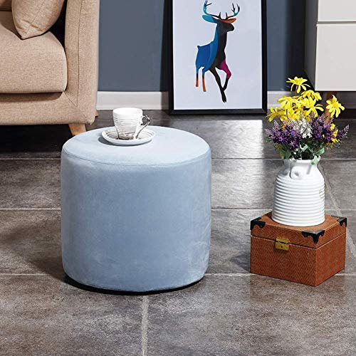 XBCDX Osmanische Fußstütze, Samt Round Home Comfort Gepolsterter Fußschemel Hocker mit abnehmbarem Bezug und rutschfestem Hocker Fuß - Hellblau 40x36cm (16x14inch)