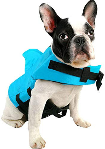 beautyhe Salvagente Cane Squalo Taglia Regolabile Salvagente Cane Squalo con Manico Superiore Cappottini per Cani Impermeabile con Sistema di Fissaggio Regolabile Blue,Small