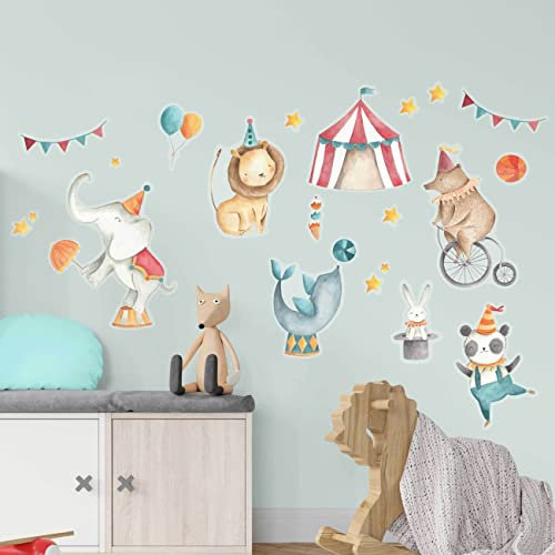 Papierdrachen Wandtattoos - 8 Bögen mit Wandstickern für Kinder - Kinderzimmer Dekoration - Wand Deko - Zirkus - 22 x 30 cm je Bogen - für Jungen und Mädchen - Set 3