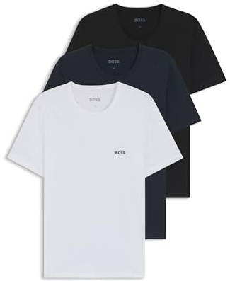 BOSS Mens Tshirt RN 3P Classic Three-Pack of Cotton Underwear T-Shirts with Logos