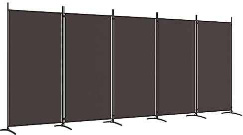 vidaXL Paravent 5-TLG. Raumtrenner Raumteiler Trennwand Umkleide Sichtschutz Spanische Wand Wohnzimmer Schlafzimmer Braun 433x180cm Stoff