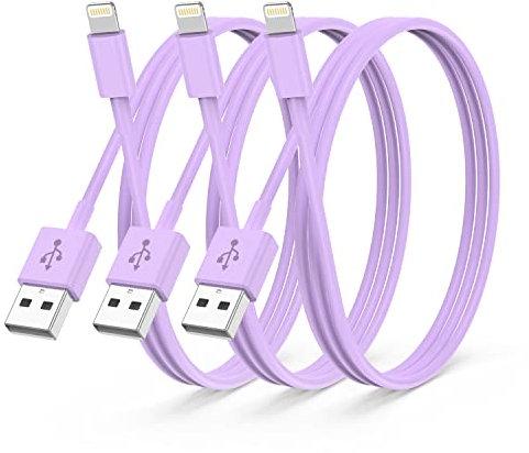 3Pack Apple MFi Certified iPhone Charger 2M,iPhone Lightning to USB A Cable 2 Meters,Fast Charging Cable Lead for iPhone 12 SE 2020 11 Xs Max XR X 8 Plus 7 Plus 6 Plus 5s SE iPad Pro,purple