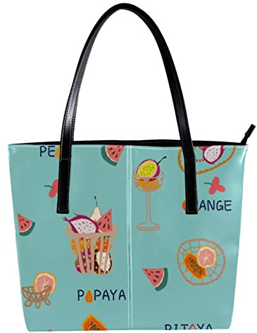 TBOUOBT Handtaschen für Damen Mode Tragetaschen Umhängetasche Satchel Taschen,obst zitrone birne orange papaya pitaya