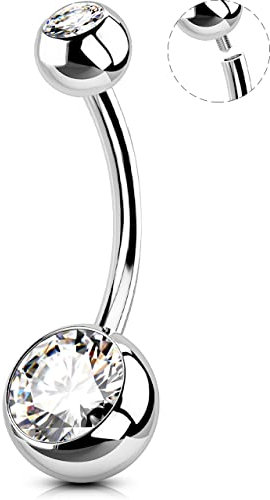 OUFER Body Piercing Internally Belly Bars 10 12 14mm Belly Button Bars 14G 316L Stainless Steel Navel Bars Extra Long Navel Piercing Jewellery Belly Button Ring