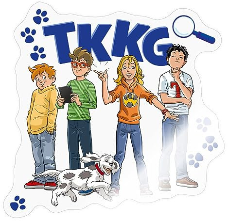 Spreadshirt TKKG Junior Logo Mit Der Bande Und Pfoten Sticker, max. 10x10 cm, 10 x 10 cm, Transparent glänzend