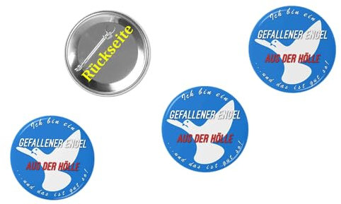 Ansteck-Buttons Scholz Spruch Gefallene Engel aus der Hölle Kriegsgegner, Friedenstaube, Friedensaktivisten, Populisten, Pazifisten (3)