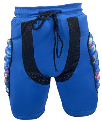 Colcolo Gepolsterte Kinder-Shorts, Impact-Shorts, 3D-gepolsterte Skating-Schutzausrüstung, Hüftschutz für Ski, Skateboard, Fahrrad, Rollschuhlaufen, Blau L
