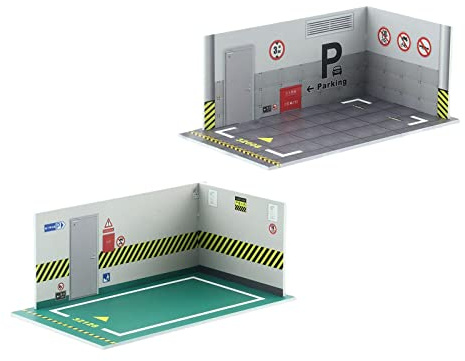 Harilla 2er Pack Parkhaus Modellauto Garage für Auto Sammler, Maßstab 1:32, Stil h