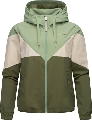 Ragwear leichte Damen Übergangsjacke kurz Regenjacke wasserdicht (Wassersäule: 11.000 mm) Bomberjacke mit Kapuze Rochele YOUMODO XS-XXL