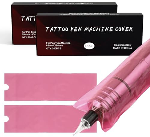 PEPAX 400 Pièces Manchons Jetables Pour Stylos de Tatouage Rose - Accessoires de Tatouage