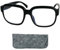 Stilvolle Vintage Lesebrille Dicker Rahmen mit XL großen kratzfesten Gläsern, Gratis Etui, Kunststoff Brillengestell (Schwarz), Lesehilfe Damen +1.5 Dioptrien