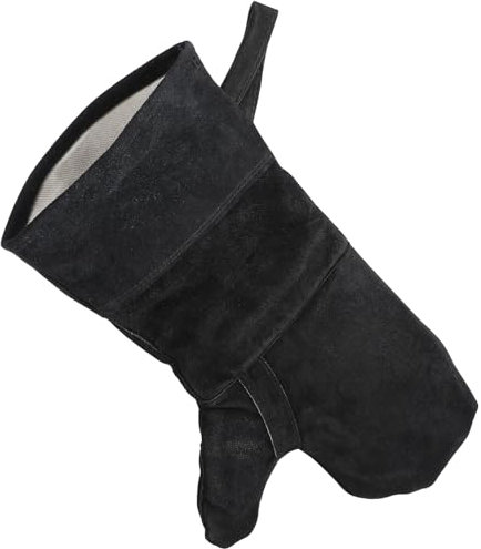 HANABASS Heat Resistant Gloves for High Temperature Cooking, Leather Fireproof Oven Gloves, Fire Gloves For Wood Burners For Grilling, Cooking, Baking, Barbecue, Welding, Stove, Oven, Grill, Black