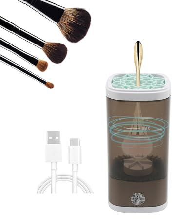 Fesatccoz Nettoyeur Électrique pour Pinceaux de Maquillage, Chargeur USB Séchoir Automatique Moteur Amélioré Compatible avec Toutes Les Tailles de Pinceaux de Maquillage