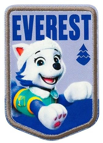 Mono-Quick Paw Patrol Everest Aufnäher zum Aufbügeln 7,8 x 5,5 cm Bügelbild für Kinder mit Superhunde Hund Welpen Fan, Bügelpatch Patches Bügelflicken Geschenk