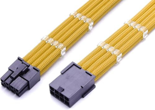 Shakmods 8 Pin PCIE GPU Sleeved Extension Cable 30cm + 2 Cable Combs (Gold)