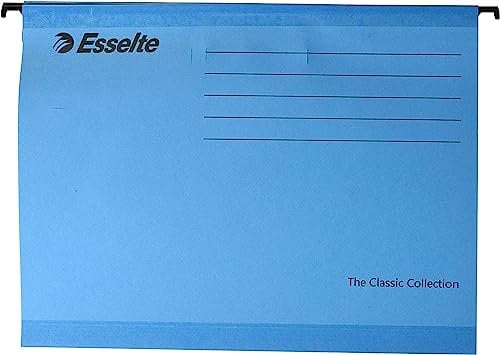 Esselte Classic verstärkte Hängemappe, A4, 25er Pack, Tabs inklusive, Blau, 90311
