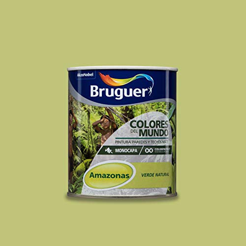 Bruguer Colores del Mundo Pintura para paredes monocapa Amazonas Verde Natural 750 ml