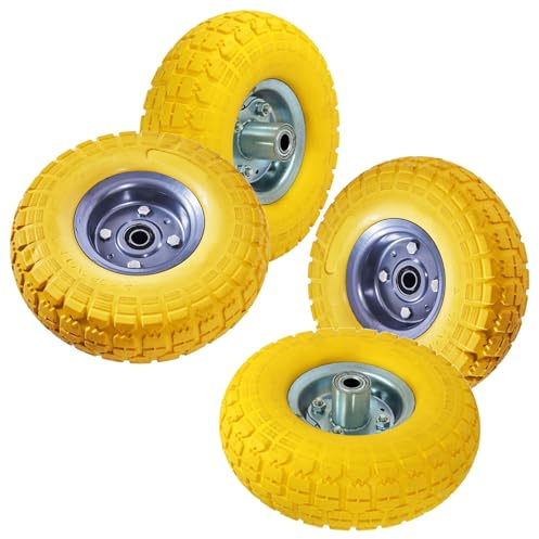 Dapetz ® 4x 10 Puncture Proof Solid Rubber Tyre Puncture Proof Replacement Wheel For Wheelbarrow Sack Hand Truck Tyre Trolley Garden Cart No More Flats