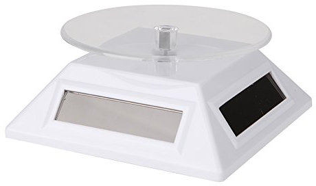 Demiawaking Solar Showcase 360 Turntable Drehender Schmucksache-Uhr-Ring-Ausstellungsstand 037 (Weiss)