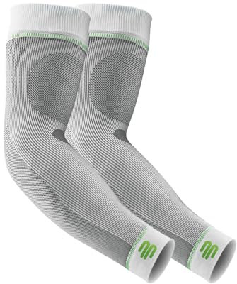 BAUERFEIND, 1 Paar Sport Kompressions-Armbandagen, Unisex, Rechts und links tragbar, Für Ball- und Ausdauersportarten, Stärkung der Muskulatur, Gr. M kurz, Weiß, 29355011000022