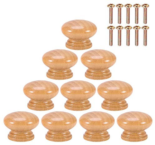Zerodis 10 Stücke S/M/L Natürliche Holzgriff Runde Pilz Schrank Schrank Schublade Knöpfe Zieht Griffe mit Schrauben(24MM)