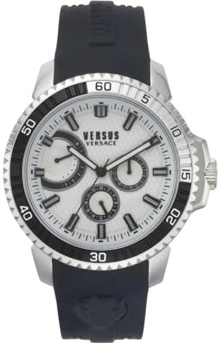 Versus Versace Aberdeen 45 mm Multifunktionsuhr, Silber/schwarz, one_Size, Gurt