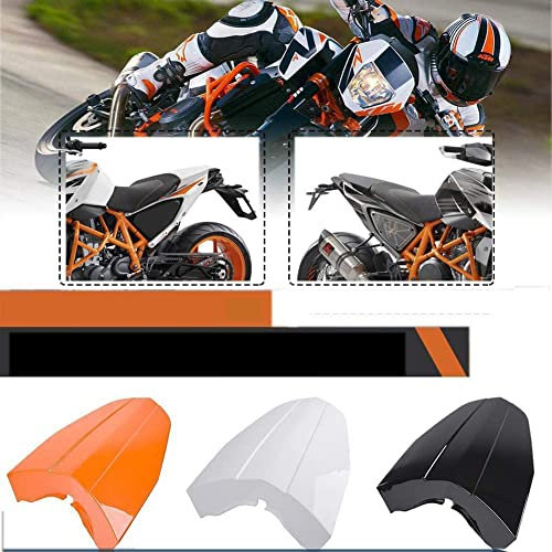 Lorababer Motorrad Heck Sozius Solositz Motorhaube Verkleidung Sitzbezug für Duke 690 2013 2014 2015 (Weiß) (Orange)