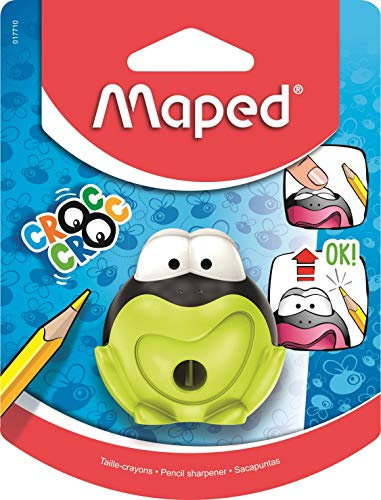 Maped - Anspitzer Croc Croc Signal – Anspitzer mit Tank – für Kinder ab 3 Jahren – verspielt & innovativ – Froschform – 1 Loch – Grün